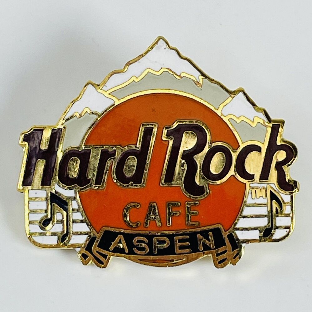 Hard Rock Cafe Aspen Pin Mountain Ski Souvenir Travel Pinback Vintage Gold
